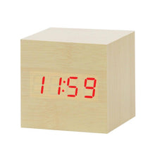 Load image into Gallery viewer, LED Wooden Alarm Clock Watch Table Voice Control Digital Wood Despertador Electronic Desktop USB/AAA Powered Clocks Table Decor