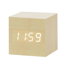 Load image into Gallery viewer, LED Wooden Alarm Clock Watch Table Voice Control Digital Wood Despertador Electronic Desktop USB/AAA Powered Clocks Table Decor