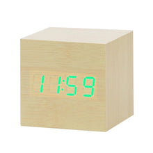 Load image into Gallery viewer, LED Wooden Alarm Clock Watch Table Voice Control Digital Wood Despertador Electronic Desktop USB/AAA Powered Clocks Table Decor
