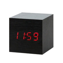 Load image into Gallery viewer, LED Wooden Alarm Clock Watch Table Voice Control Digital Wood Despertador Electronic Desktop USB/AAA Powered Clocks Table Decor
